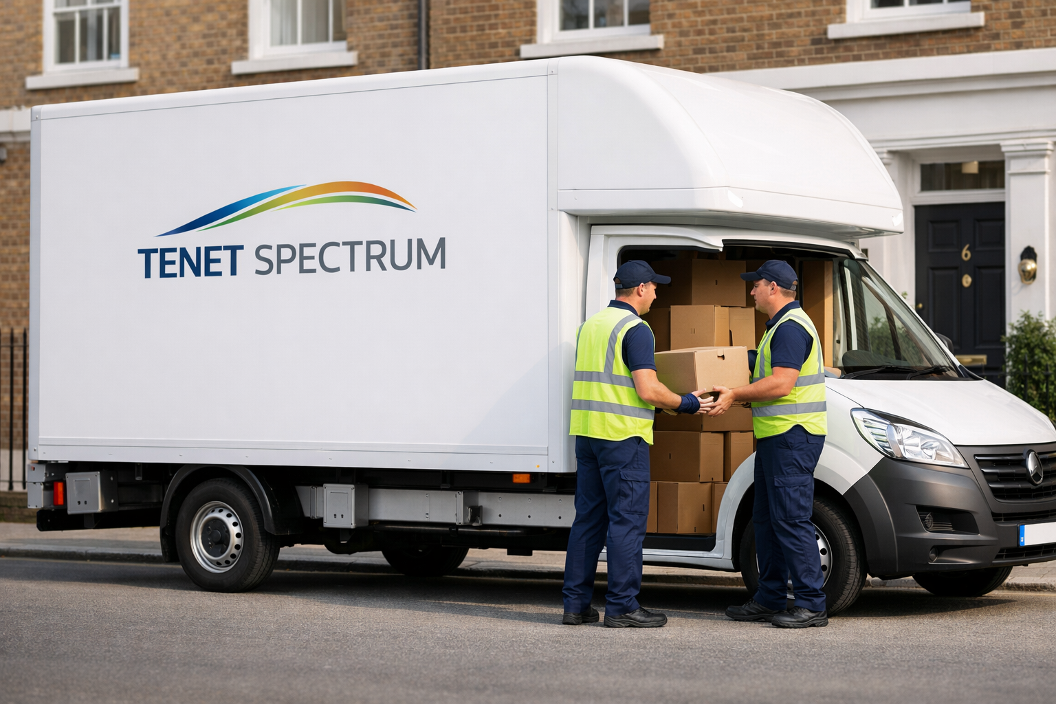 Professional house clearance team loading a clean Luton van in London